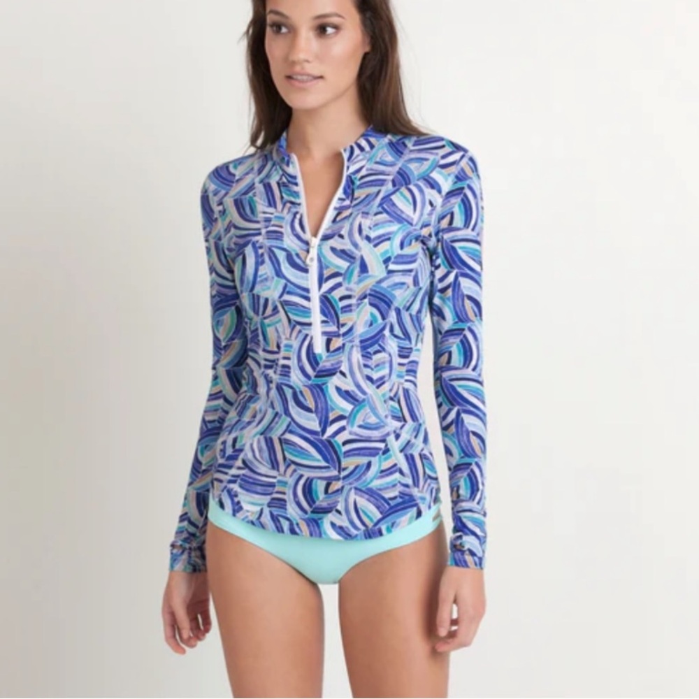 Via Eden Mariner  blue Seemed UV rash guard shirt Reef 2